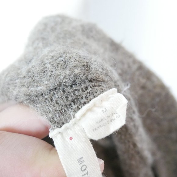 Anthropologie Moth Oatmeal Brown Grey Wool Knit Open Cardigan with Tie Medium - Picture 7 of 11